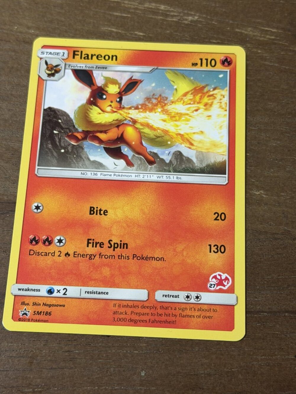 Pokemon Flareon SM186 English Raw EX NM